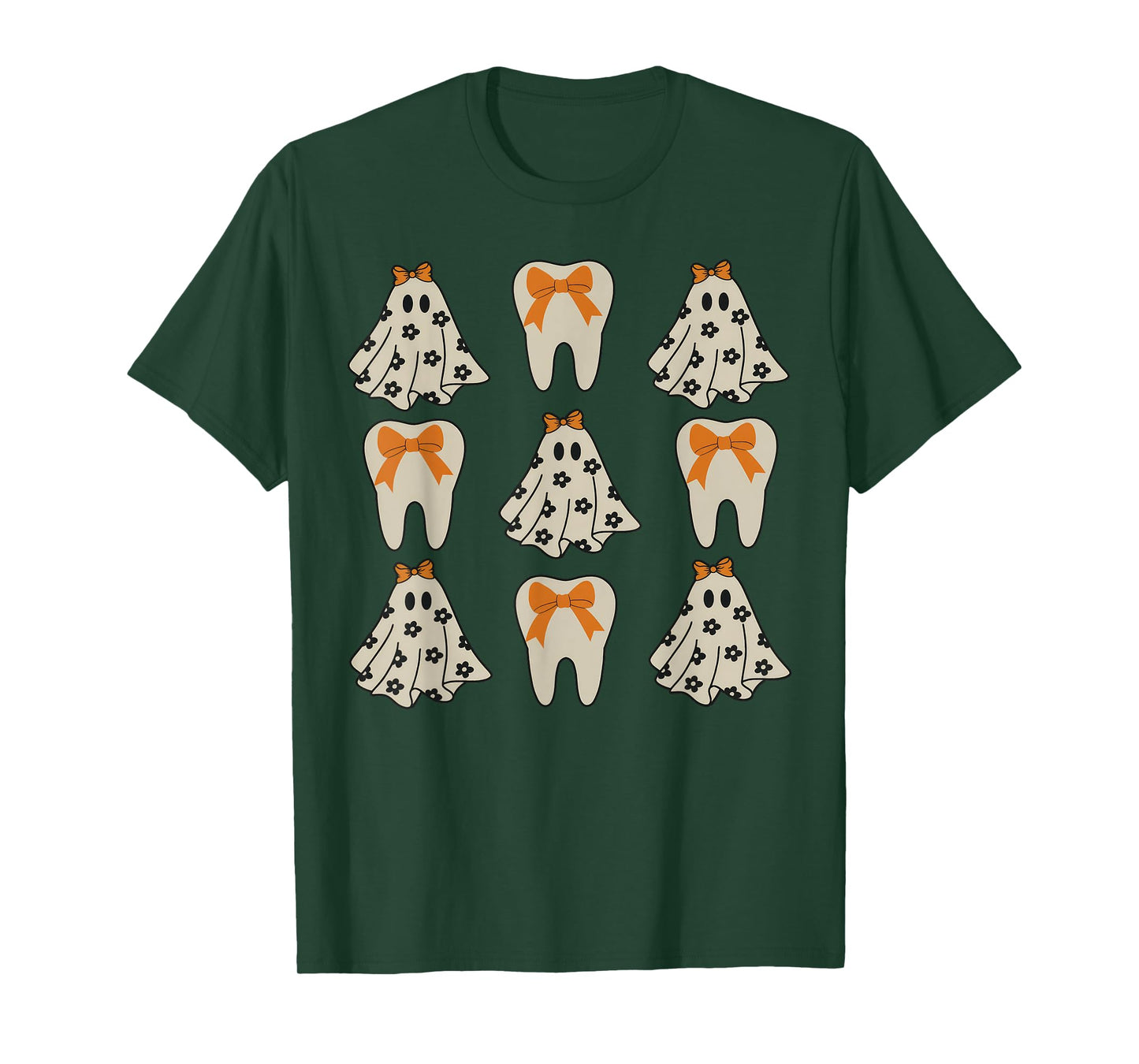Floral Ghost Teeth Dental Dentist Halloween Costume T-Shirt
