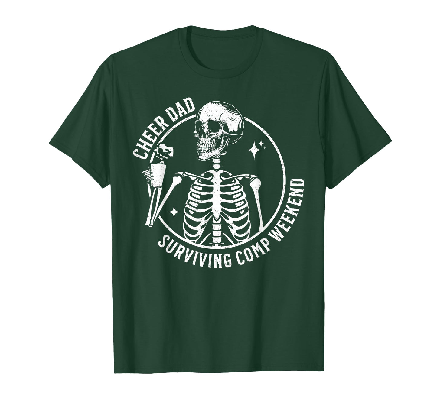 Skeleton Coffee Cheer Dad Surviving Comp Weekend Fathers Day T-Shirt