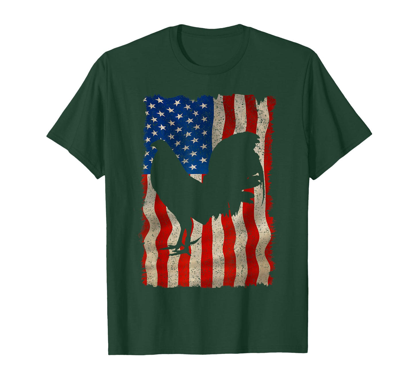Rooster Vintage US Flag Cock Fight T-Shirt