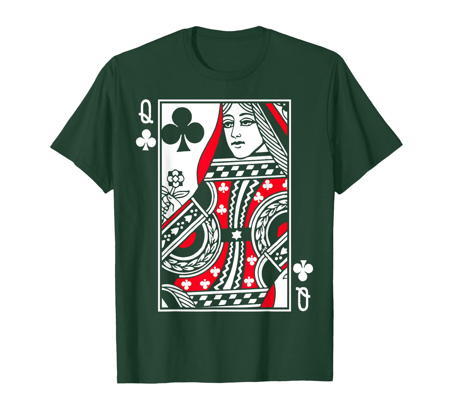 Queen of Clubs Poker or Blackjack Club Queens Playing Card T-Shirt
