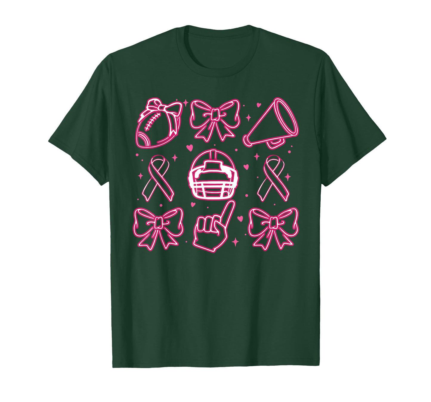 Coquette Bow Cheer Football Pink Out Breast Cancer Awareness T-Shirt