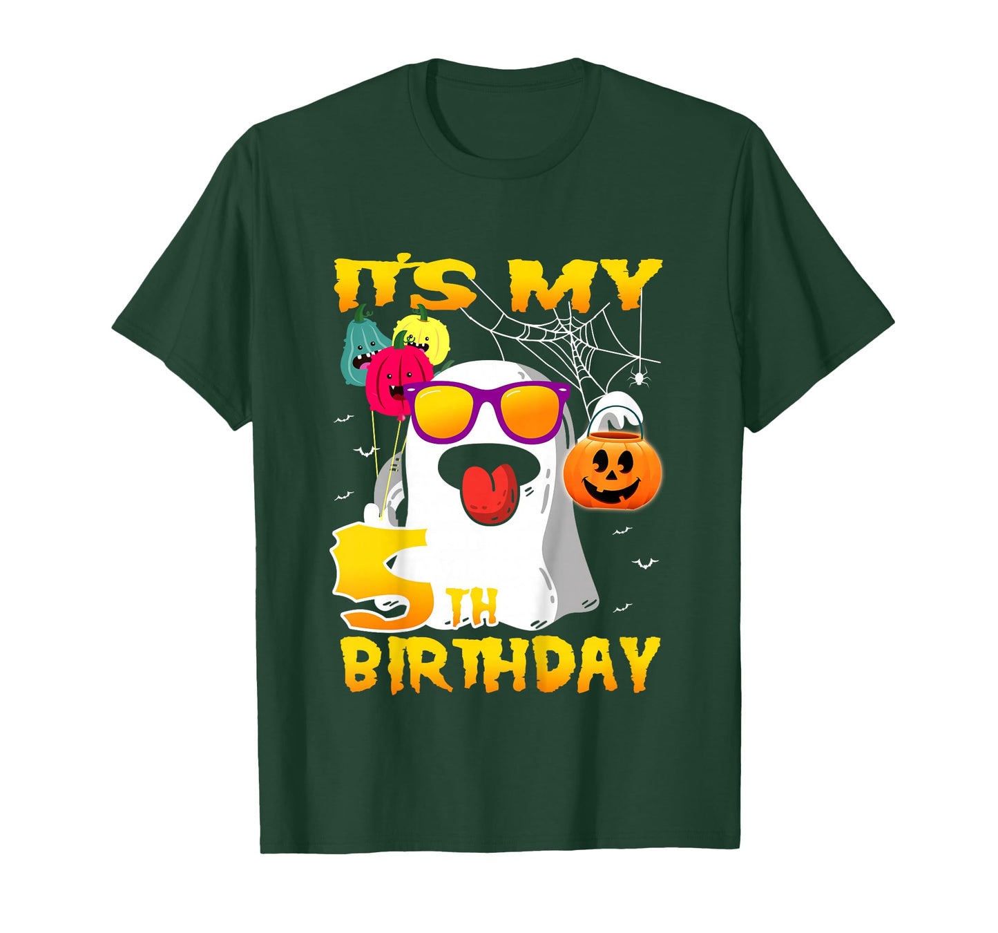 Kids It's My 5th Birthday Ghost Funny Halloween 5 years old Boys T-Shirt
