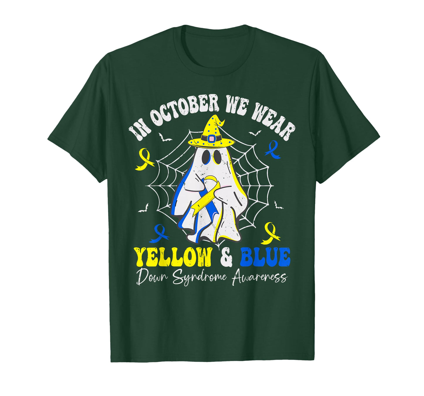 In October we Wear Yellow and Blue Down Syndrome Halloween T-Shirt