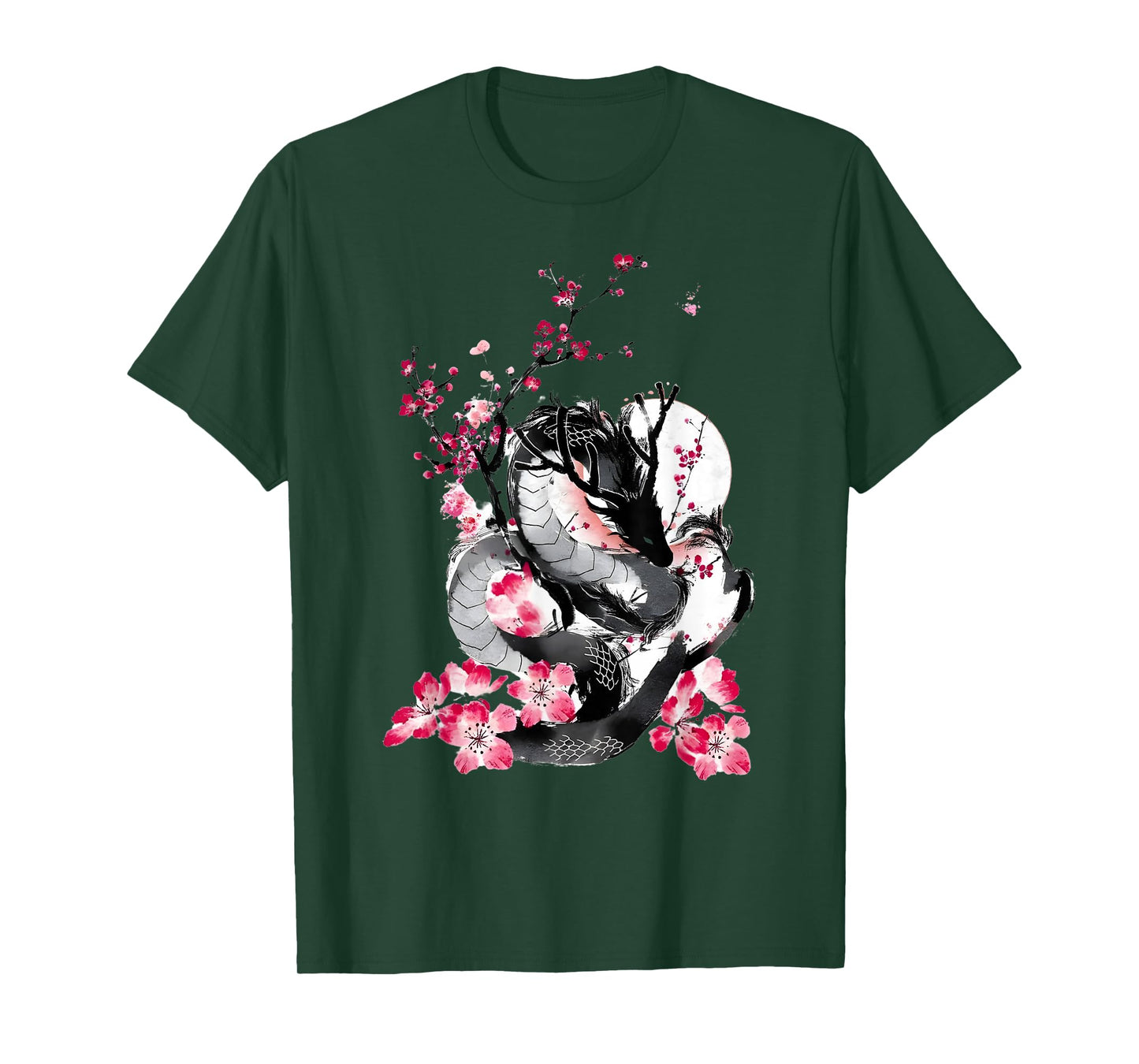 Cherry Blossom Japanese Dragon Asian Retro 80’s Style T-Shirt