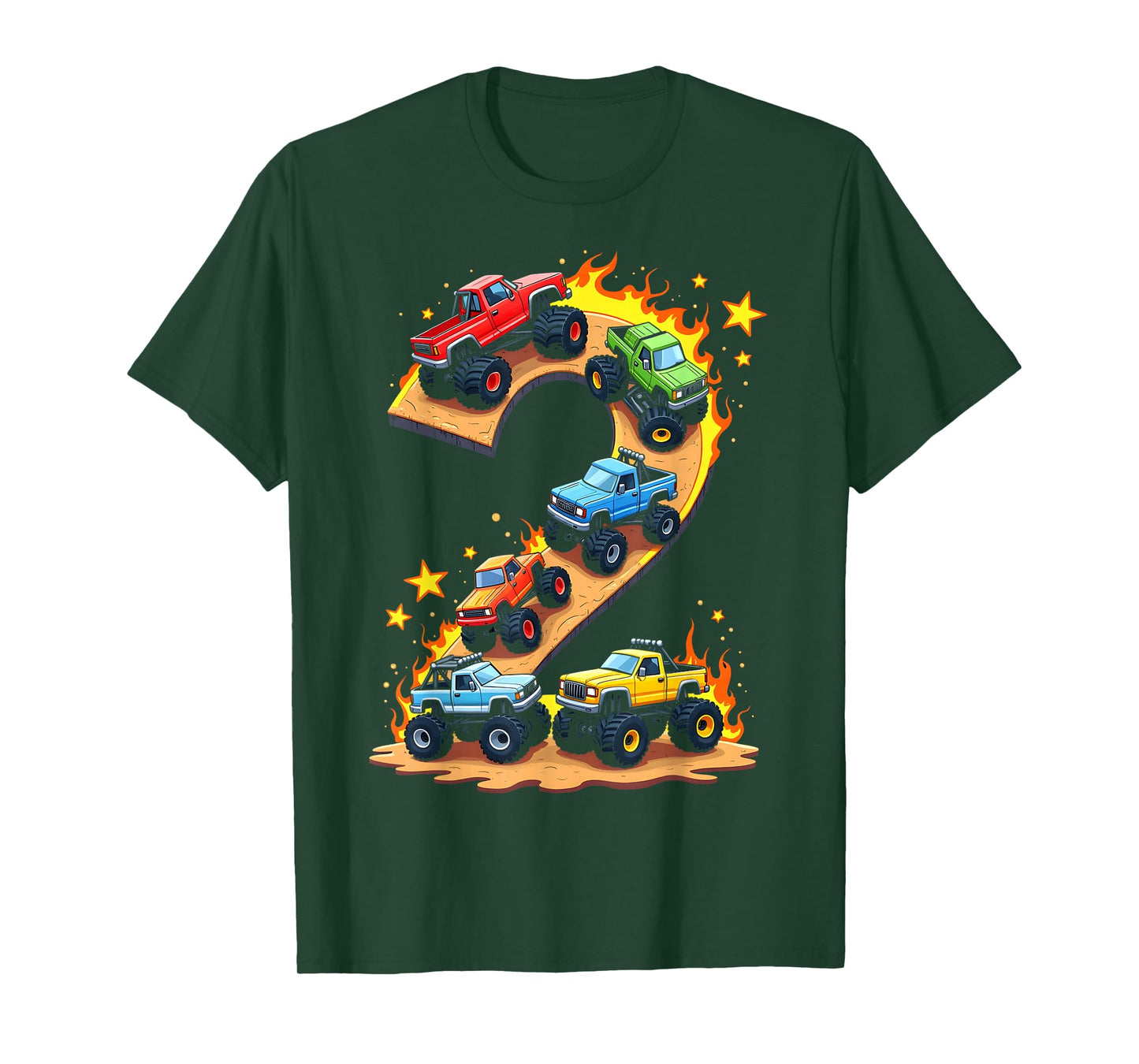 2 Year Old Monster Truck Boy Toddler 2nd Birthday Party T-Shirt