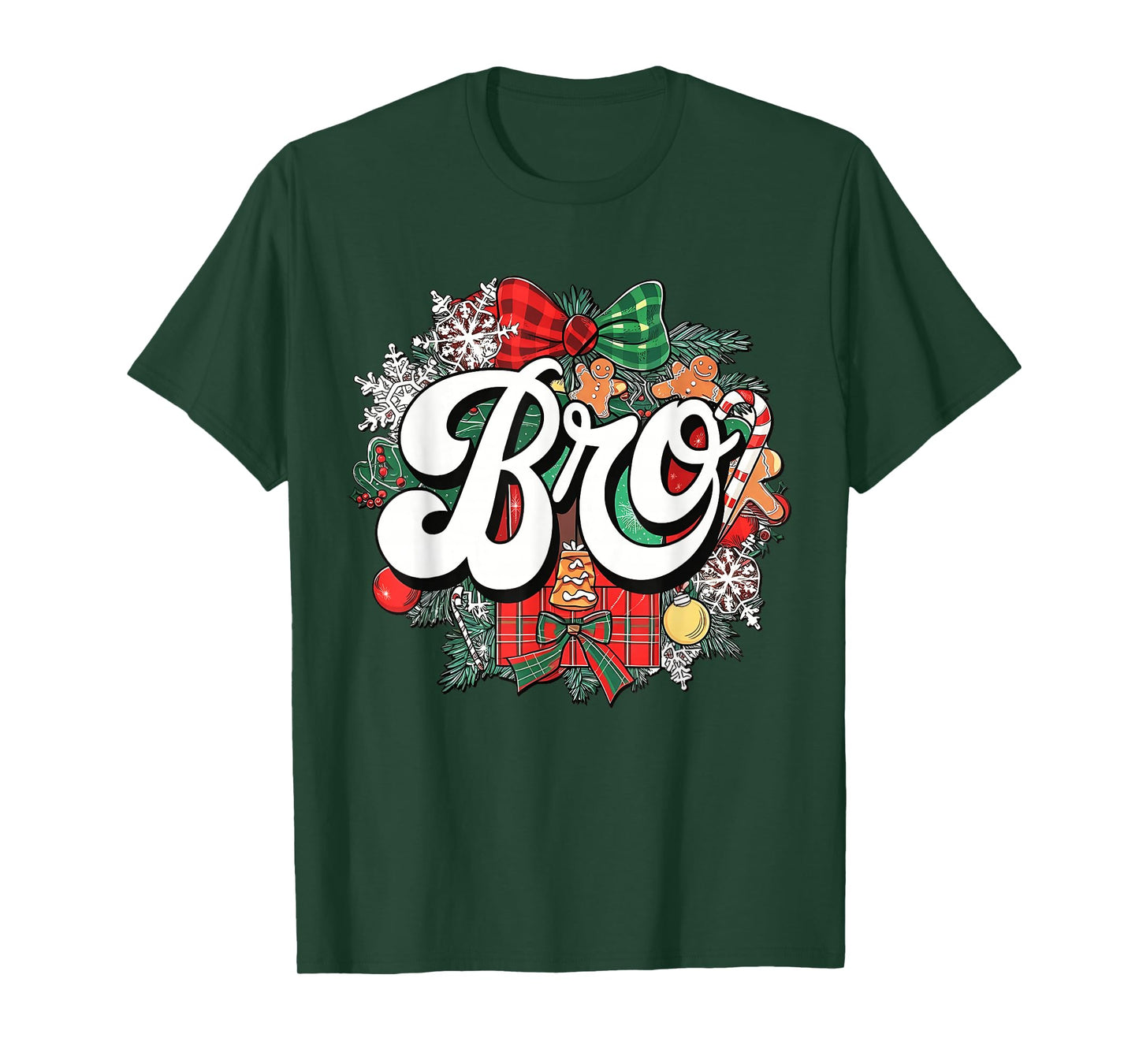 Bro Christmas Coquette Bow Mistletoe Family Matching Xmas T-Shirt