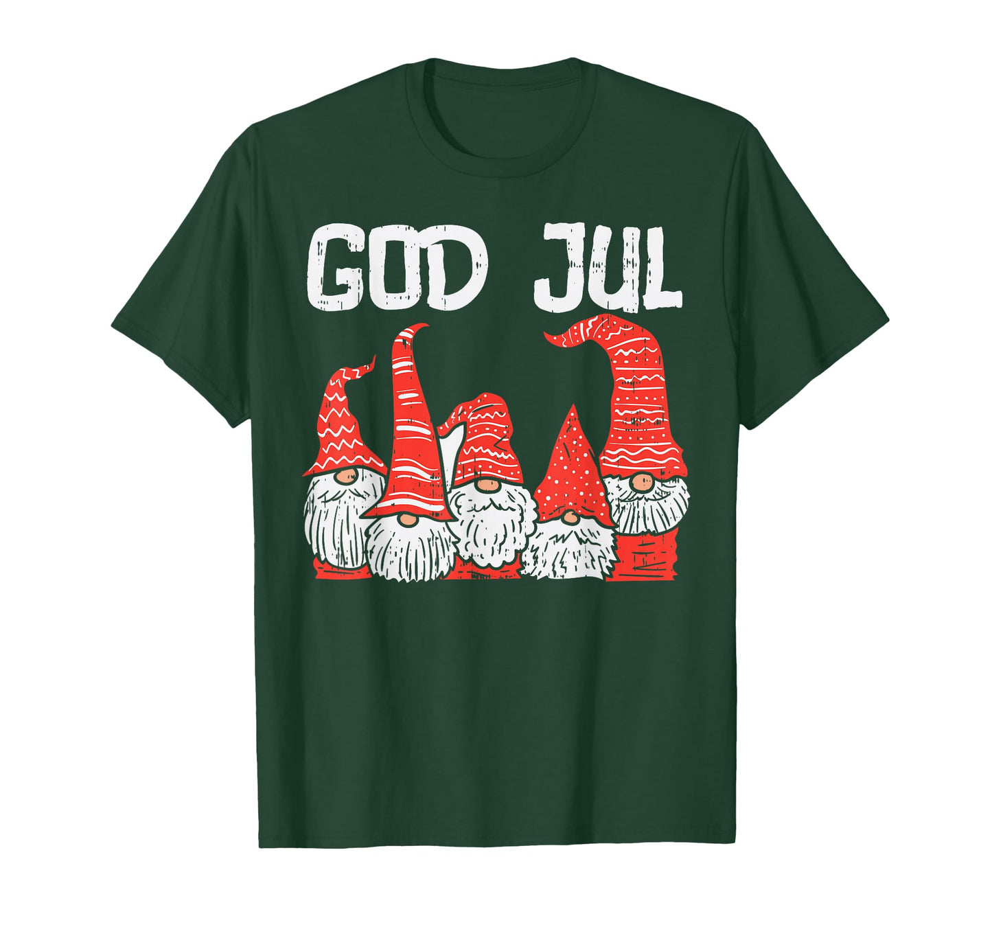 God Jul Three Nordic Gnomes Swedish Norwegian Christmas PJ T-Shirt