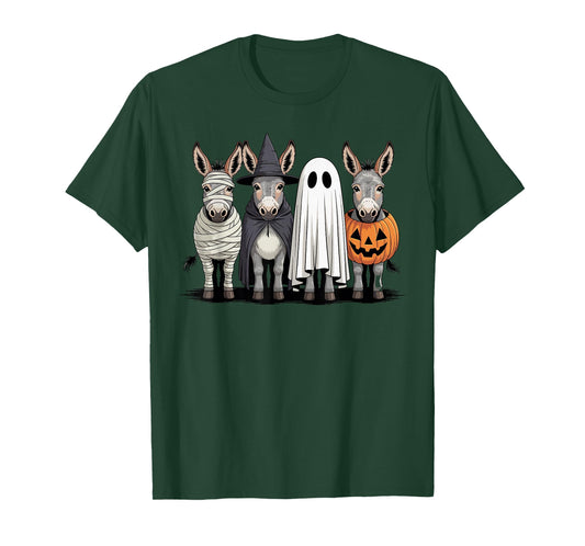 Spooky Ghost Donkey Pumpkin Halloween Skeleton T-Shirt