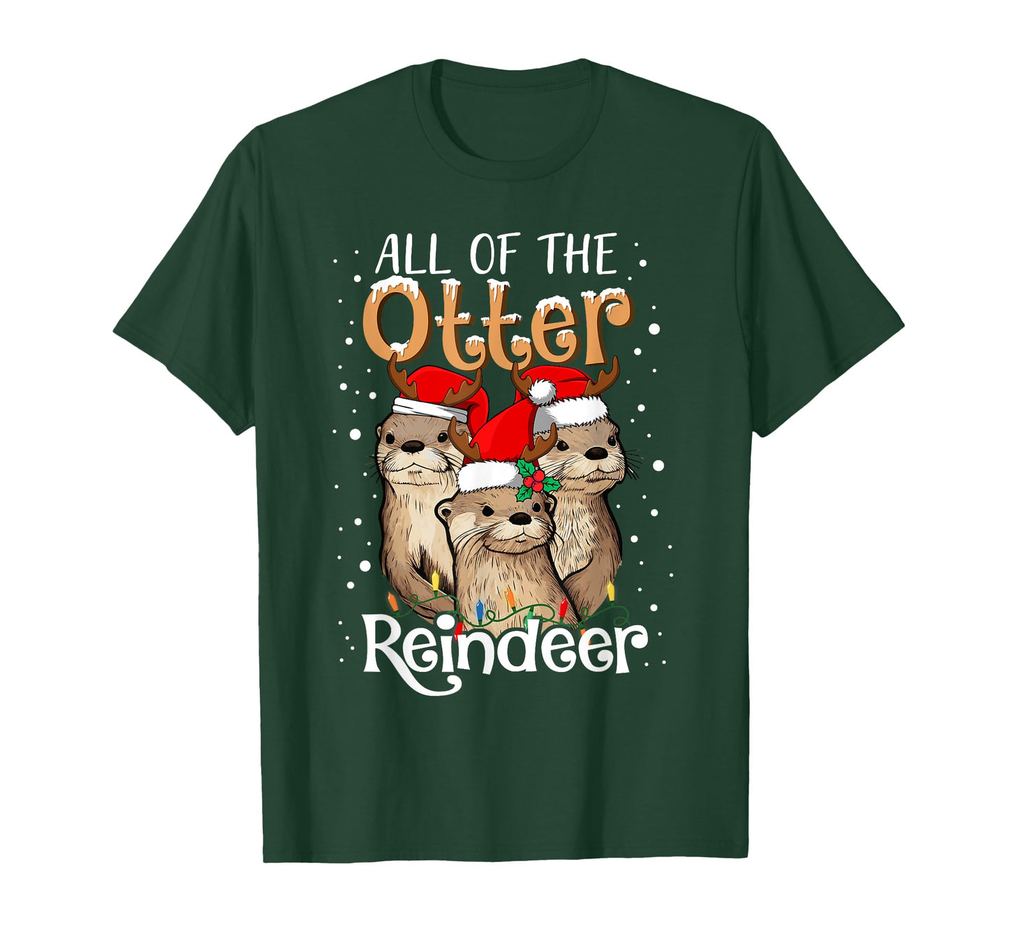 All of The Otter Reindeer Christmas Otters Santa Xmas Pajama T-Shirt