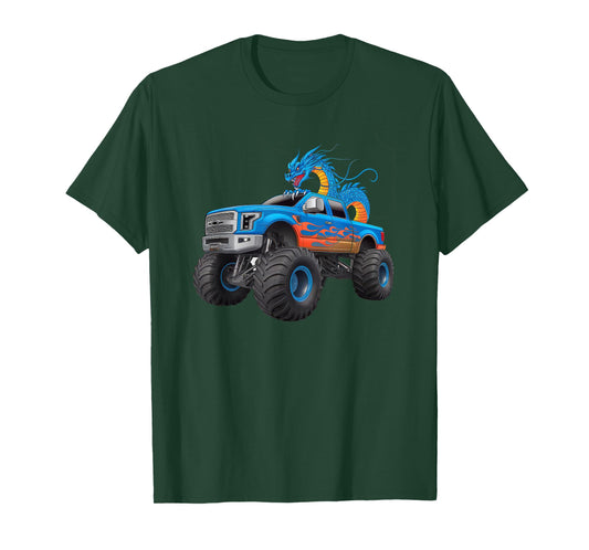 Monster Truck For Toddlers Family Birthday Boys Car Dragon T-Shirt