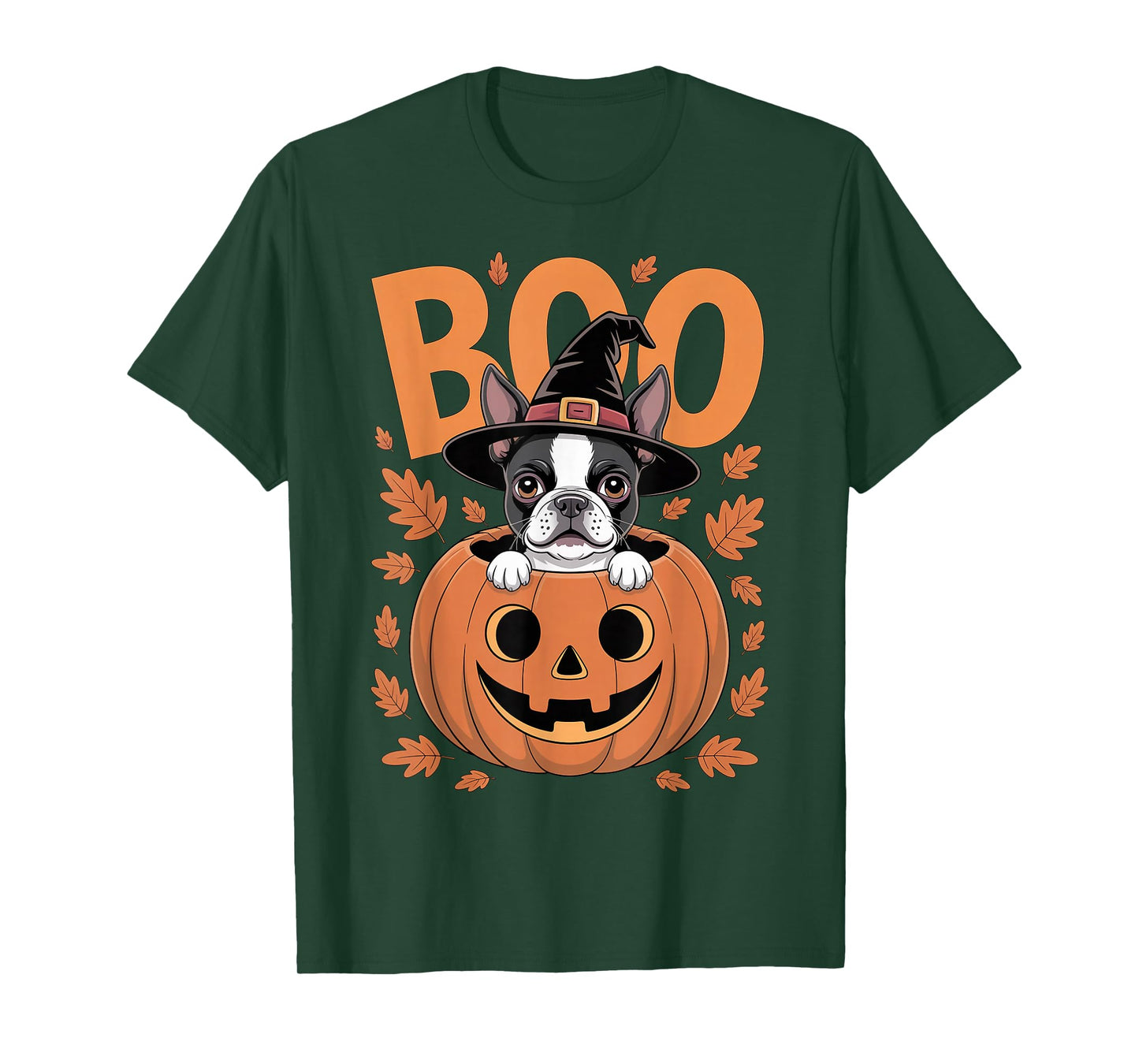 Boston Terrier Costume on Pumpkin Halloween Boston Terrier T-Shirt