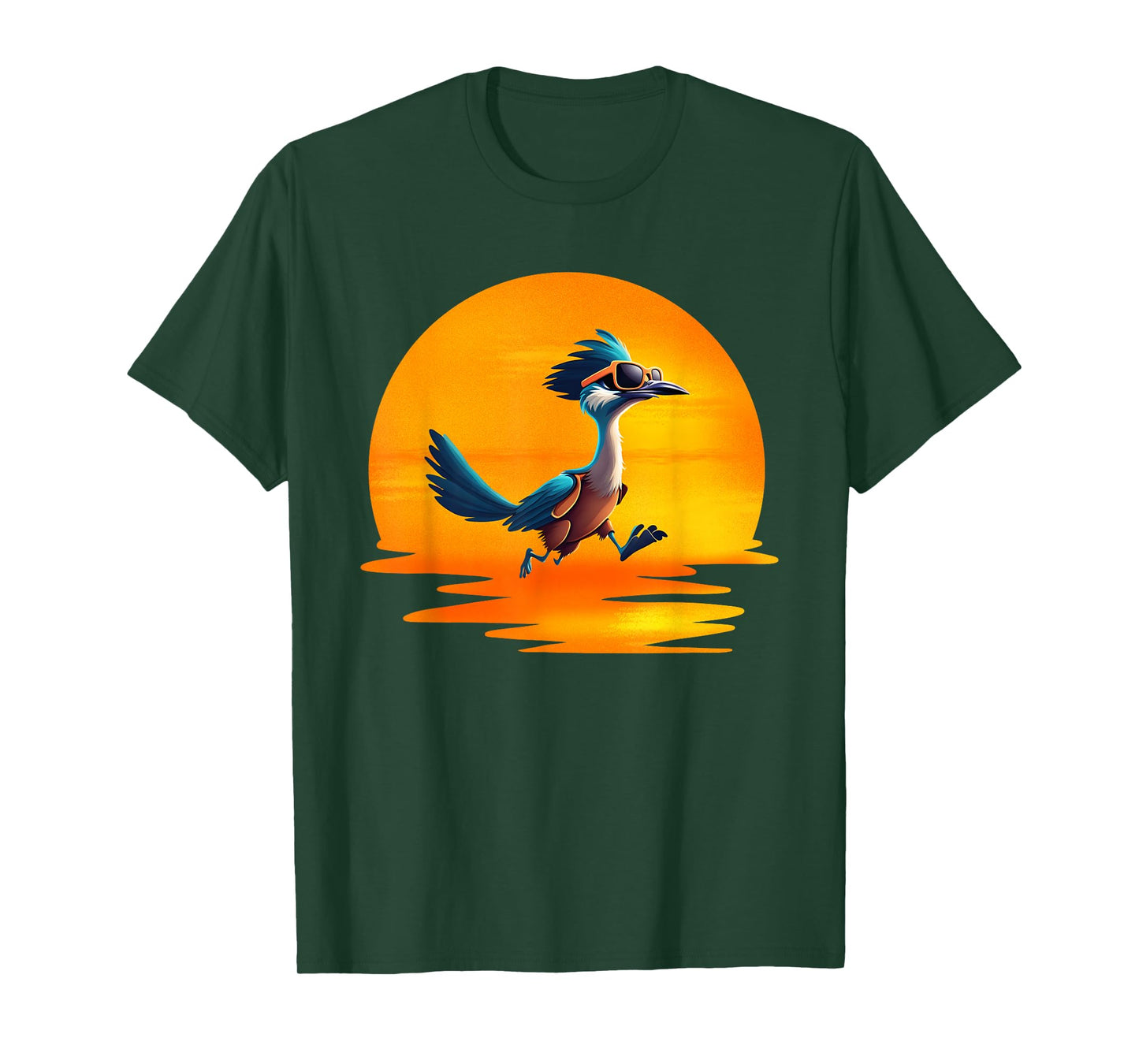Roadrunner Sunset Fast Bird Running The Roads Sunglasses T-Shirt