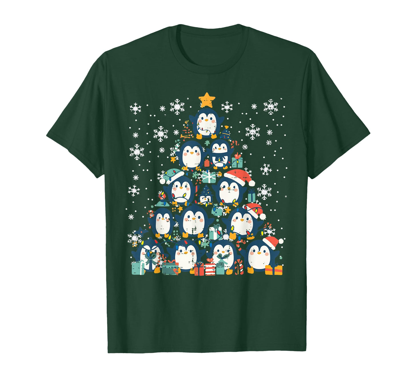 Penguin Christmas Tree Cute Xmas Girls Boys Kids Women Men T-Shirt