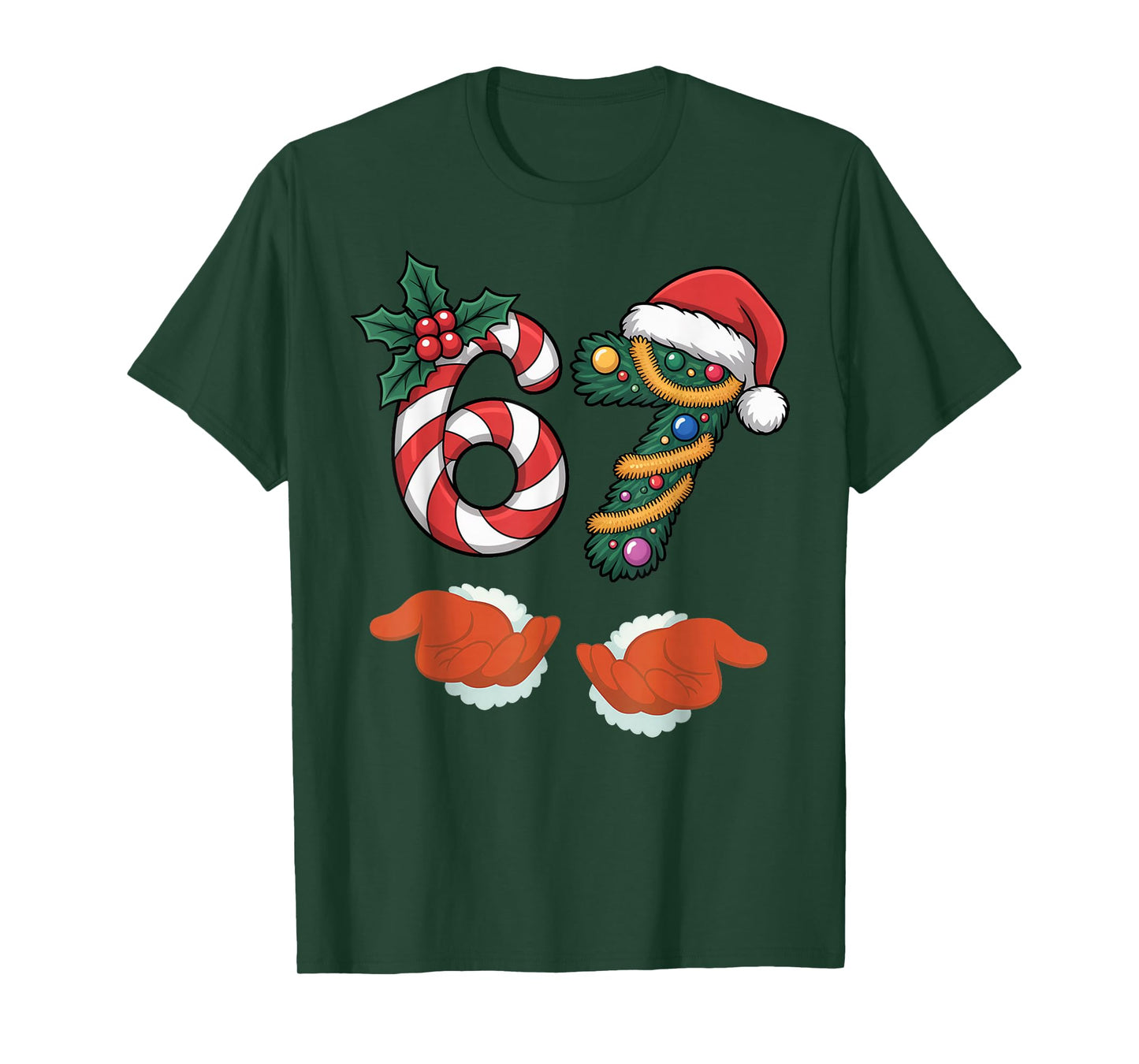 Viral 67 Candy Canes Christmas Tree with Hand Holiday 67 T-Shirt