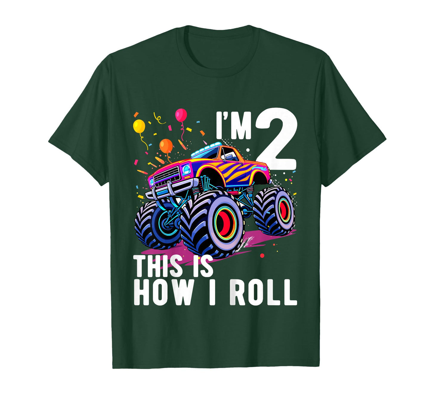 Kids Birthday Monster Truck 2 Year Old Boy 2nd Birthday Party T-Shirt