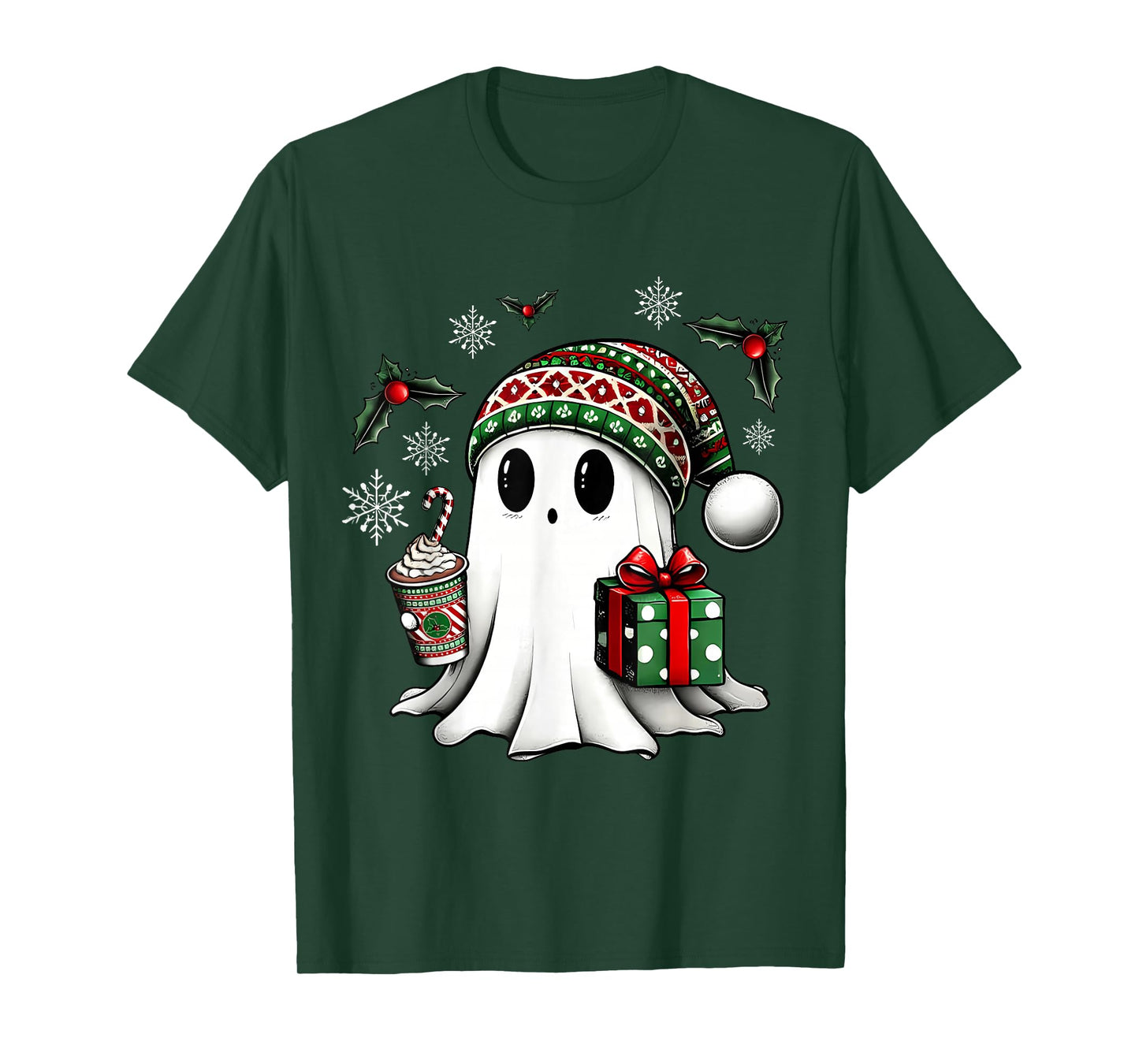 Christmas Santa Ghost Coffee Xmas Holiday Party T-Shirt