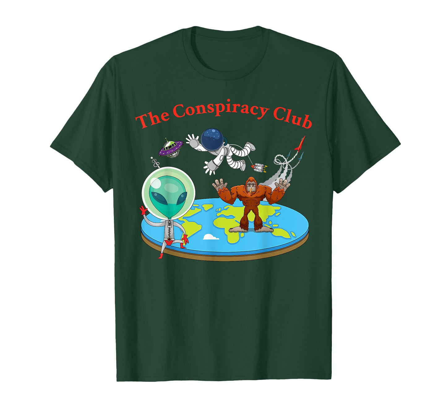 Conspiracy Club Alien Bigfoot Flat Earth Conspiracy Shirt T-Shirt