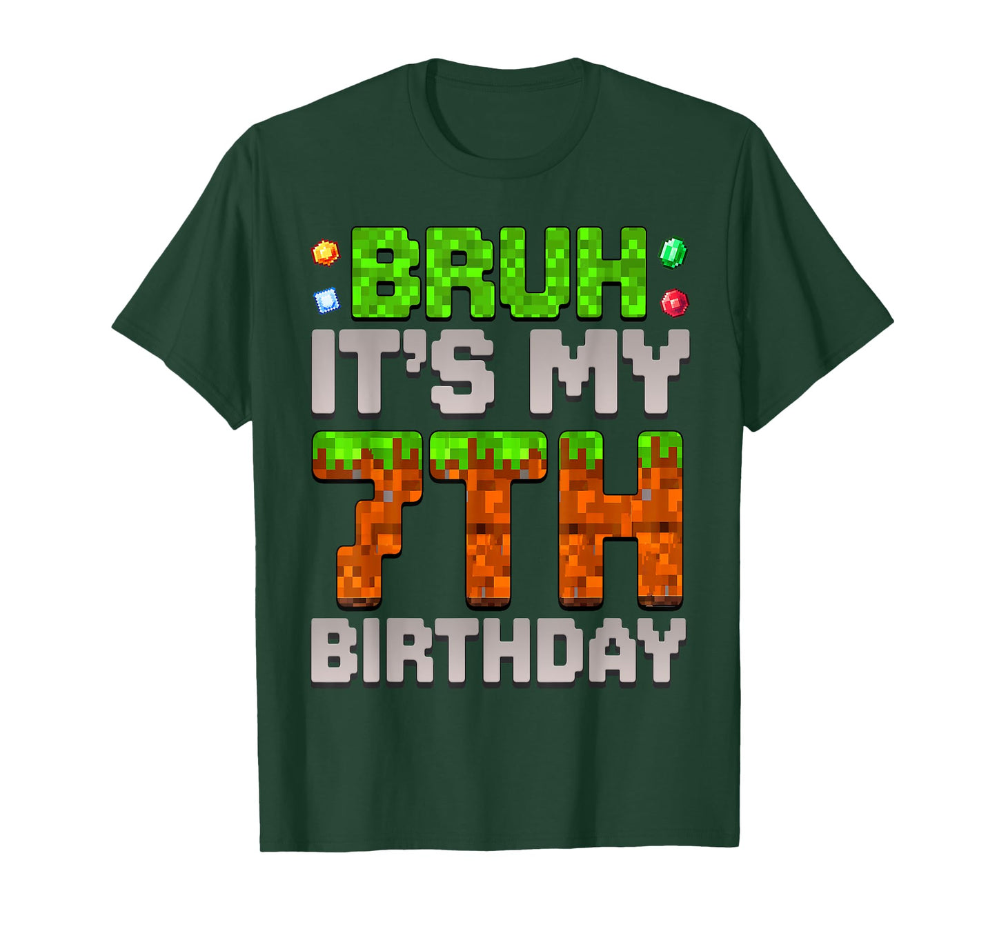Funny Birthday Boy Bruh It's My 7th Birthday Gamer Pixel T-Shirt