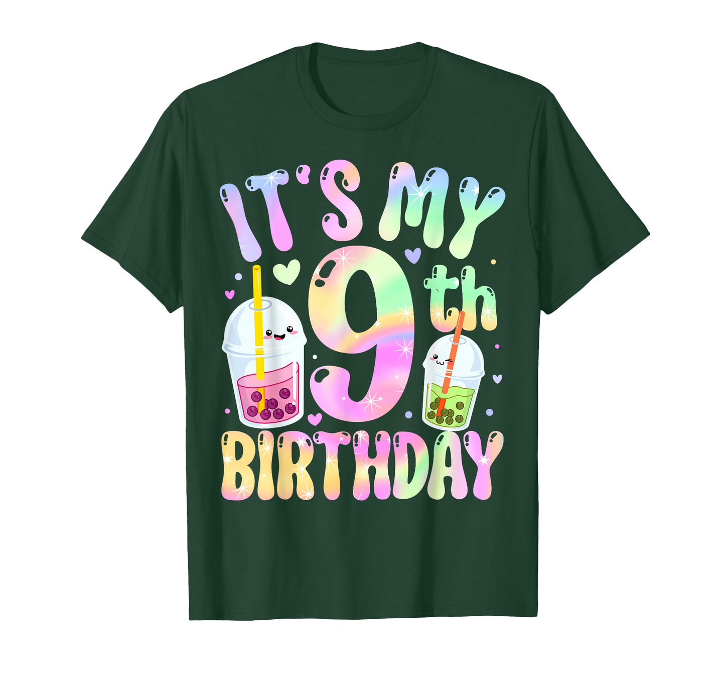 It's My 9th Birthday Bubble Boba Tea Party 9 Year Old Girl T-Shirt