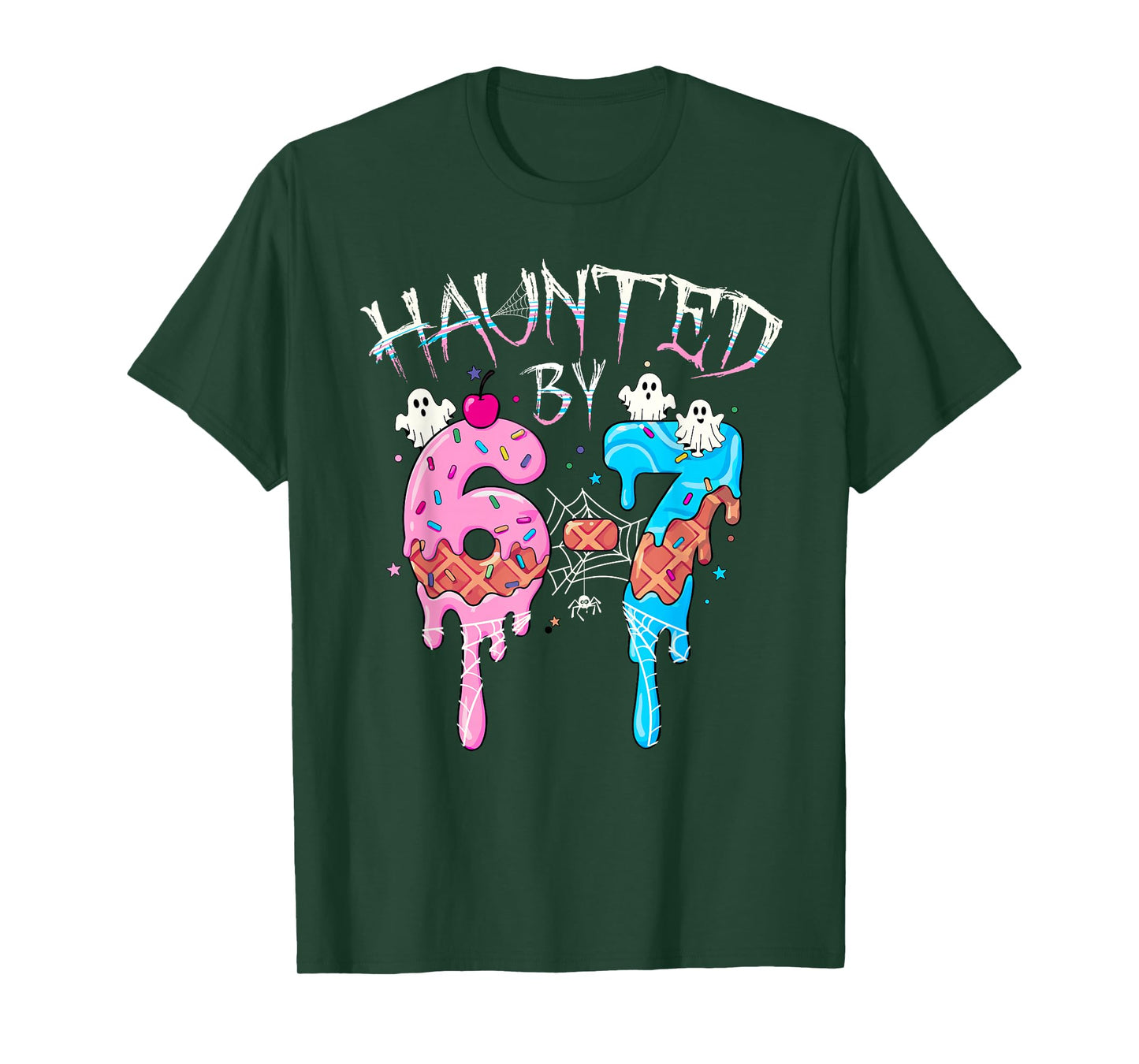 Haunted by 6 7 Halloween Ghost Gen Alpha Meme Ice Cream Drip T-Shirt