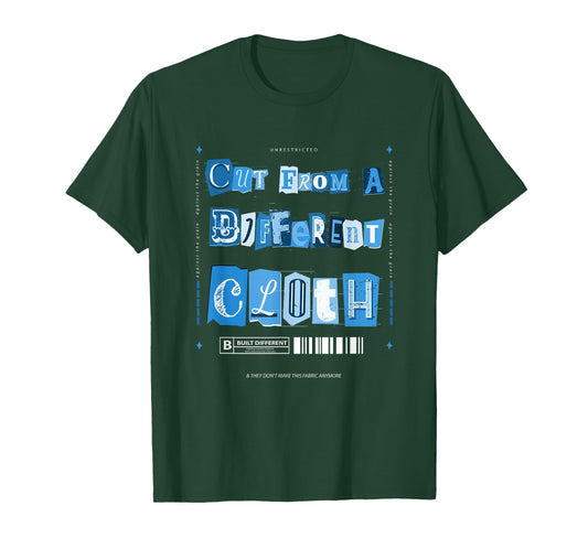 Blue Cut from A Different Cloth Blue Color Graphic T-Shirt