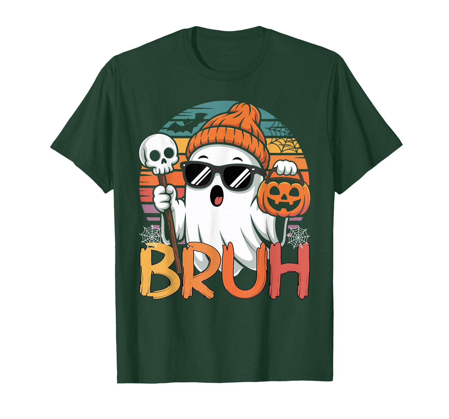 Bruh Ghost Halloween Toddler Vintage Halloween Boys Kids Men T-Shirt