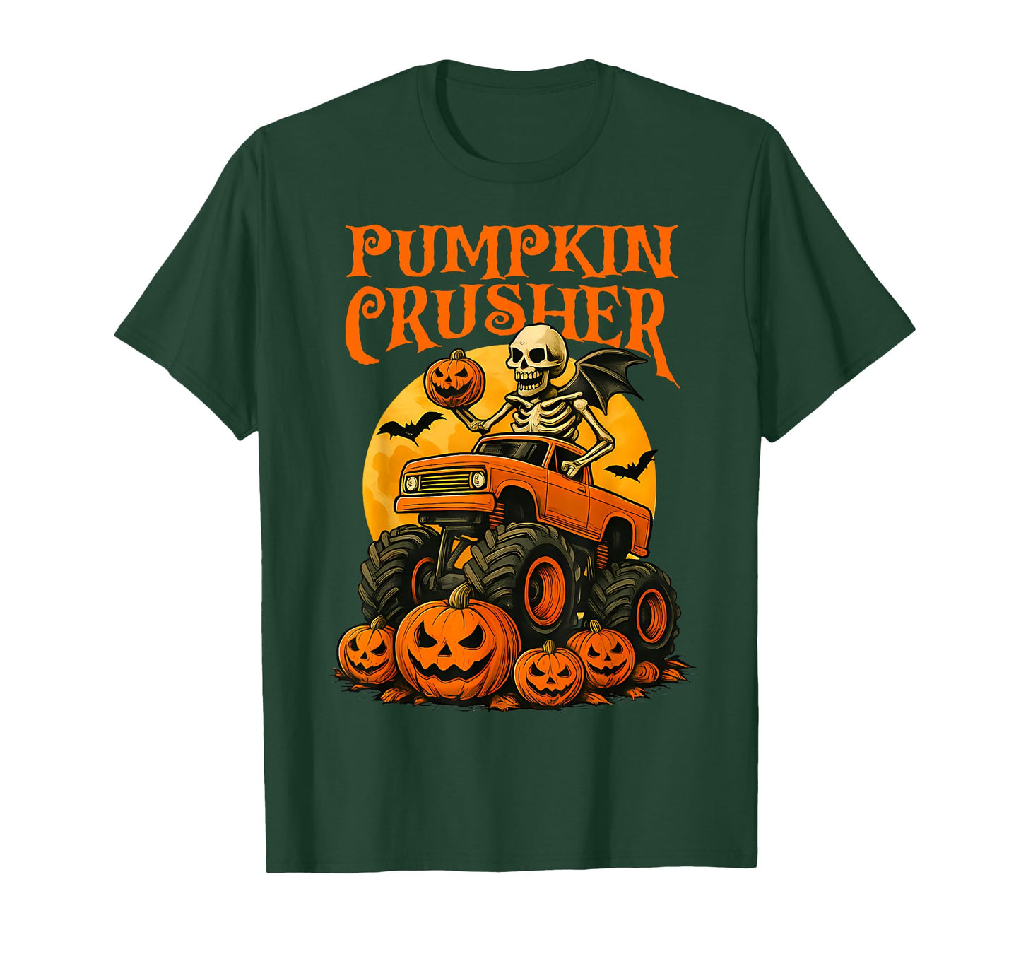 Halloween Pumpkin Crusher Skeleton Monster Truck Toddler Boy T-Shirt