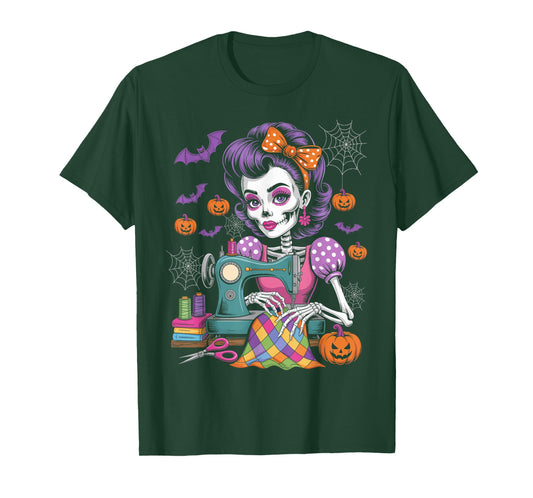 Sewing Skelton Costume for Women, Cute Quilting Halloween T-Shirt