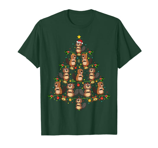 Funny Beavers Christmas Tree Gift Funny Christmas Beaver T-Shirt