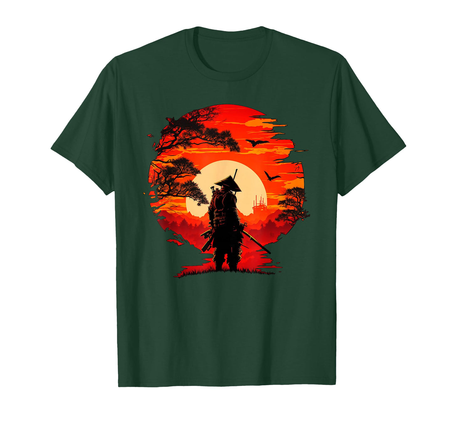 Vintage Japanese Samurai Fighter Martial Arts Retro Sunset T-Shirt