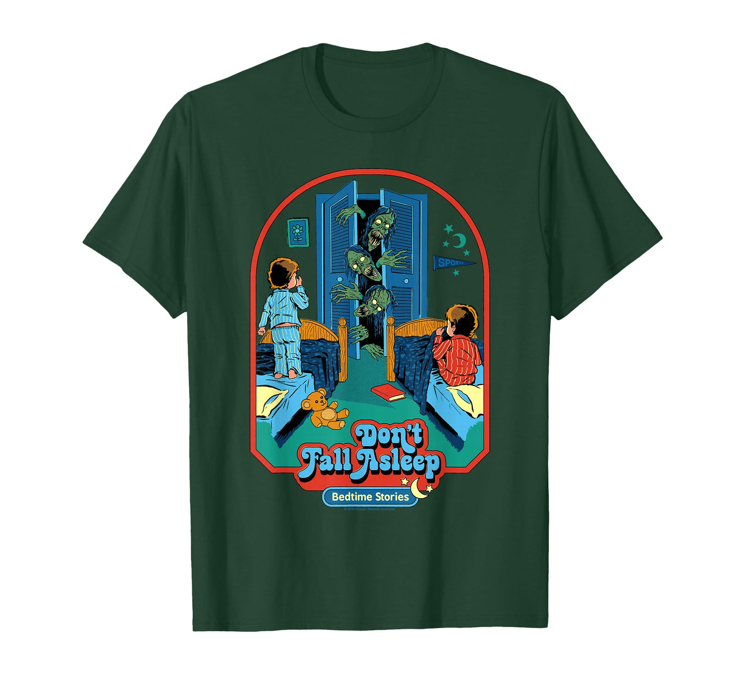 Don't Fall Asleep Monsters Retro Vintage Funny Adult Humor T-Shirt