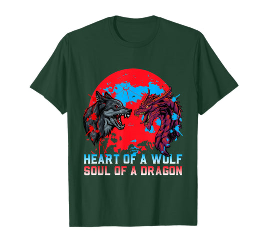 Heart of a Wolf Soul of a Dragon Shirt Dragon Wolf Shirt T-Shirt