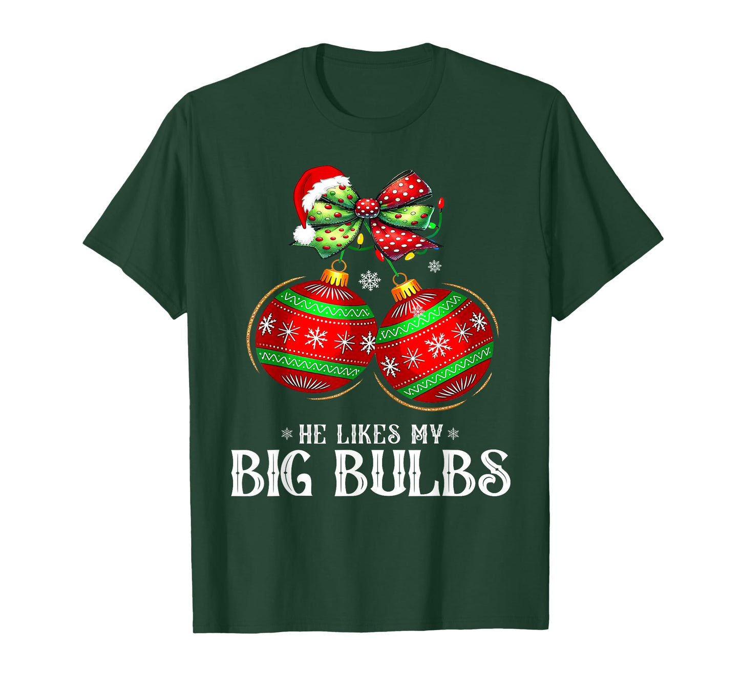 He Likes My Big Bulbs Couples Love Candy Christmas Pajamas T-Shirt