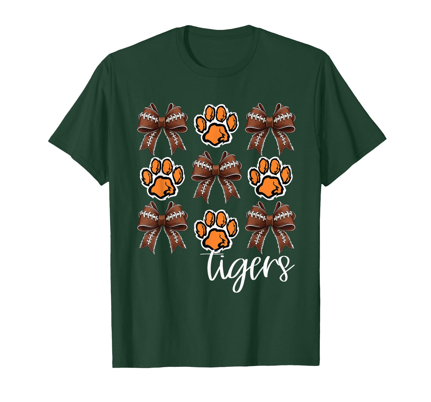 Tigers Football Mom Coquette Bows Game Day Orange Tigers T-Shirt