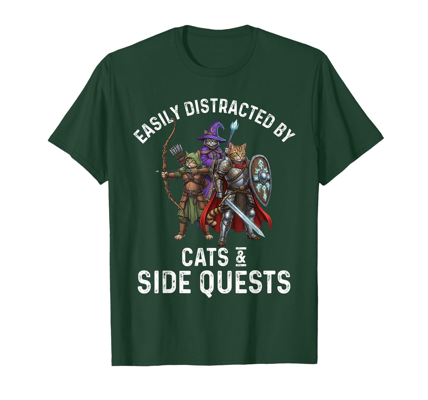 Gamer Easily Distracted by Cats Side Quests Boys Kids Men T-Shirt