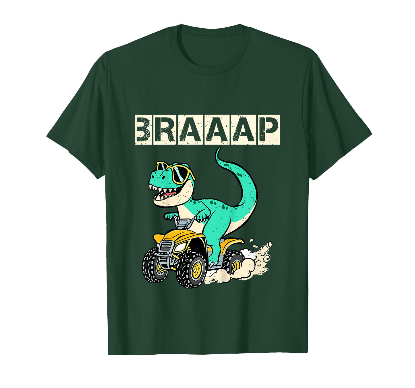 4 Wheeler Shirt Kids Toddler Boys T-rex Braaap Quad Riding T-Shirt