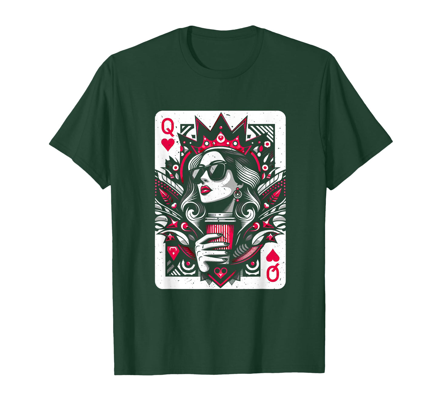 Queen Of Hearts Coffee Lover Women Gambling Gambler T-Shirt