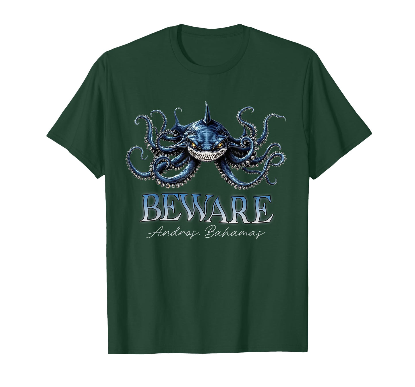 Cryptid Shark Octopus Sea Monster Blue Holes Andros Bahamas T-Shirt