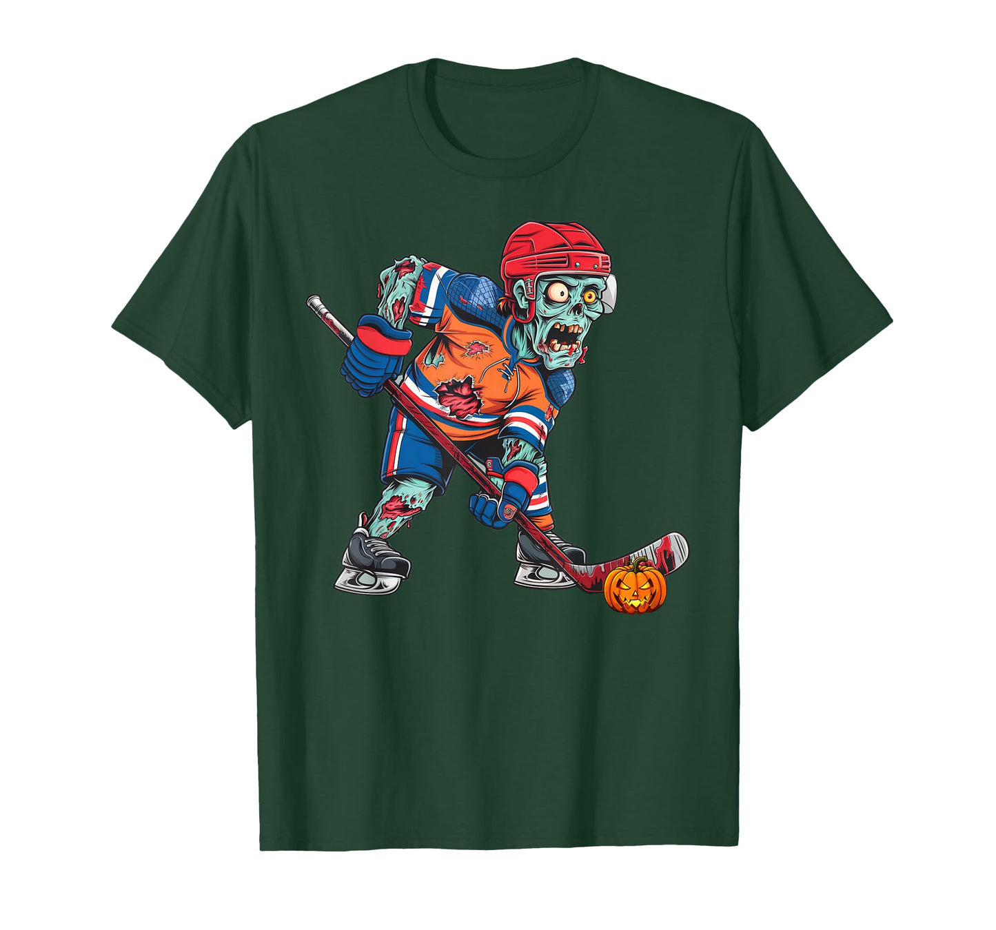 Zombie Ice Hockey Player Fun Halloween Costume Scary Creepy T-Shirt