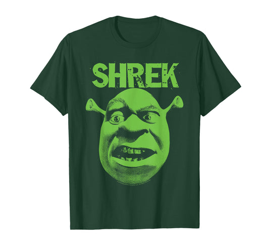 Shrek Grumpy Green Comic Art Face T-Shirt