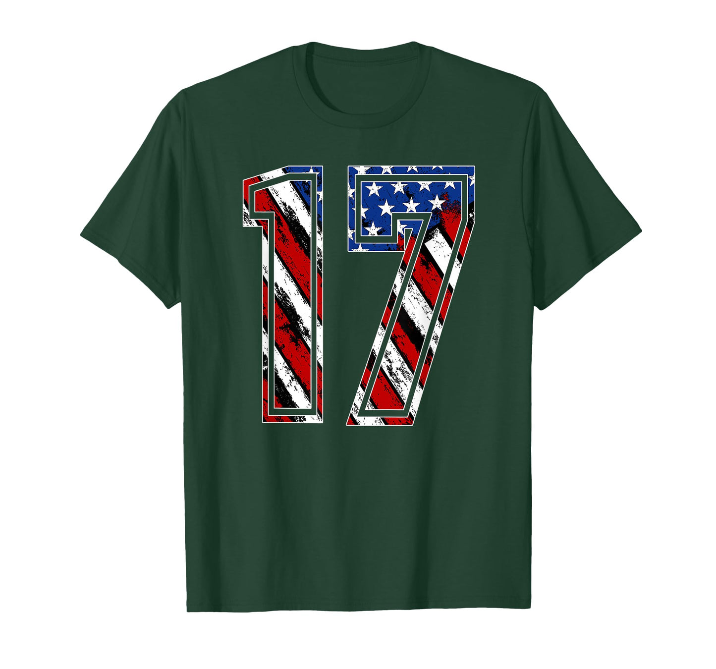 Number 17 Red White and Blue American Flag #17 Jersey Shirt T-Shirt