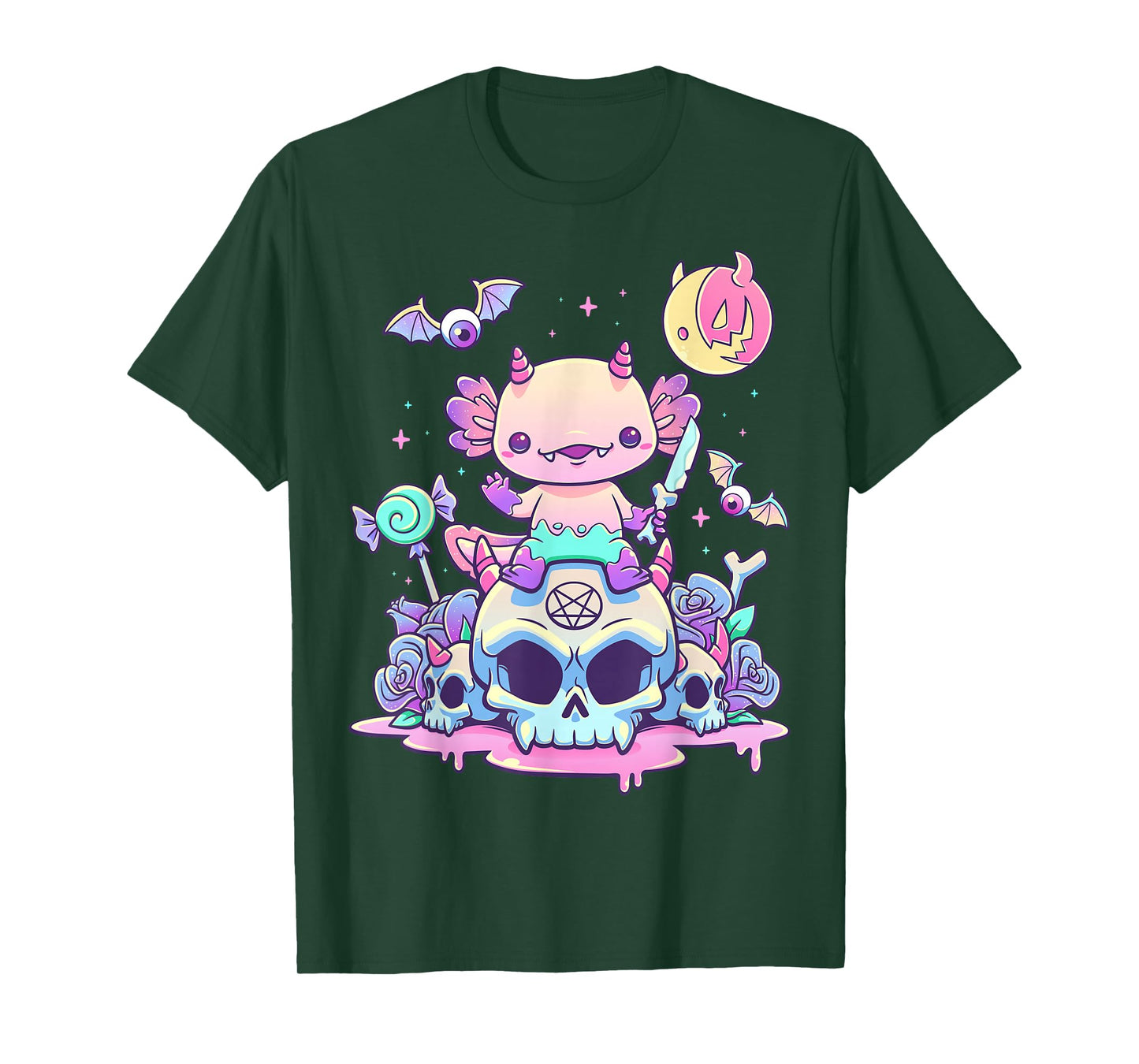 Pastel Goth Axolotl Creepy Gothic Kawaii Anime Aesthetic T-Shirt