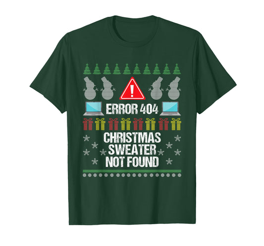 Computer Error 404 Ugly Christmas Sweater Not Found Shirt T-Shirt