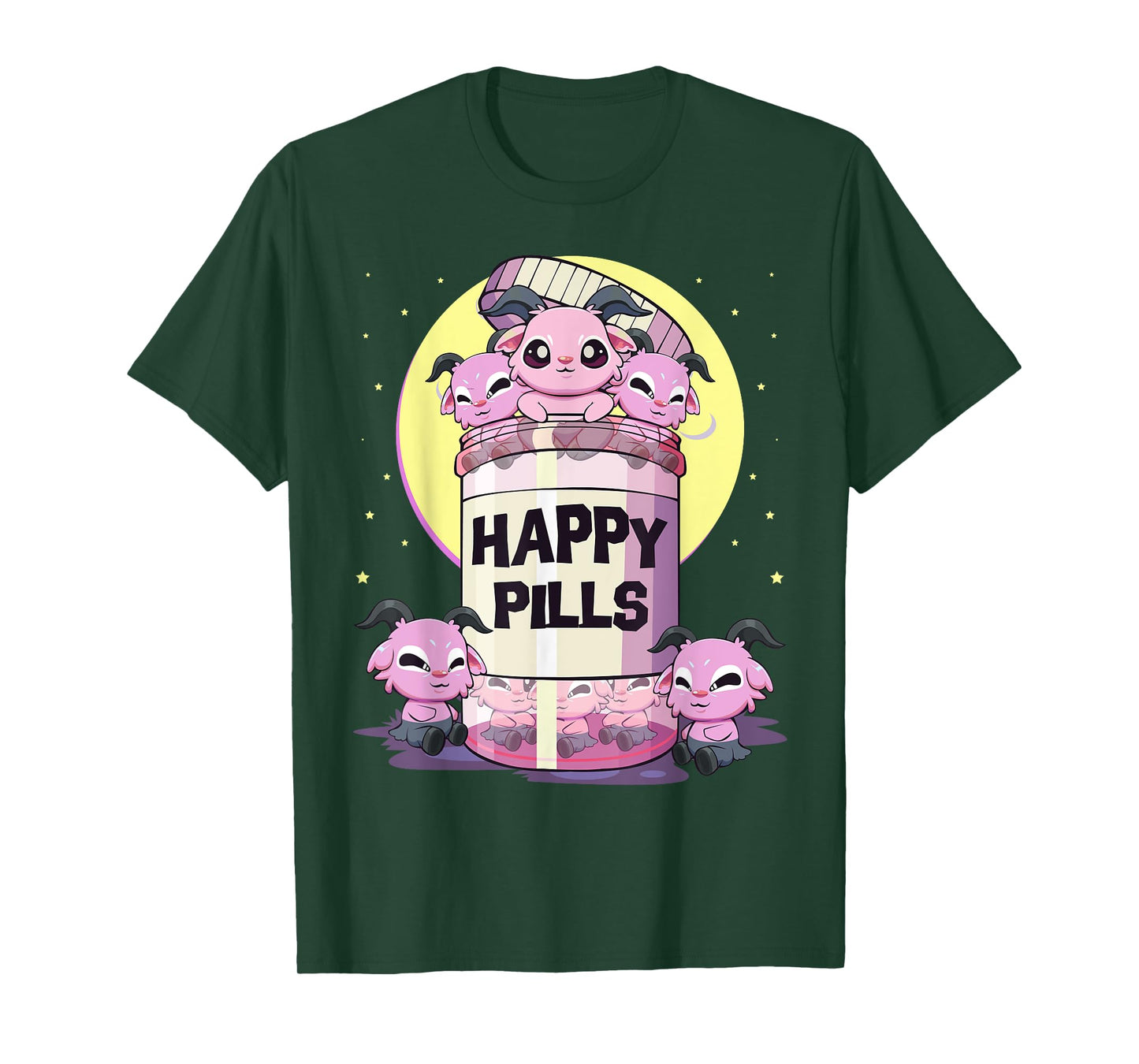 Pastel Goth Kawaii Cute Happy Pills Baphomet T-Shirt