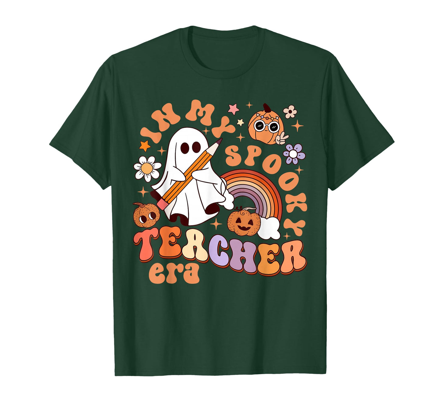 Groovy In My Spooky Math Teacher Era Ghost Funny Halloween T-Shirt