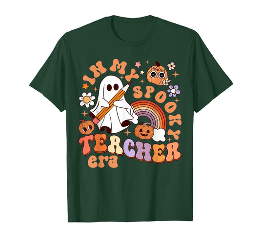 Groovy In My Spooky Math Teacher Era Ghost Funny Halloween T-Shirt