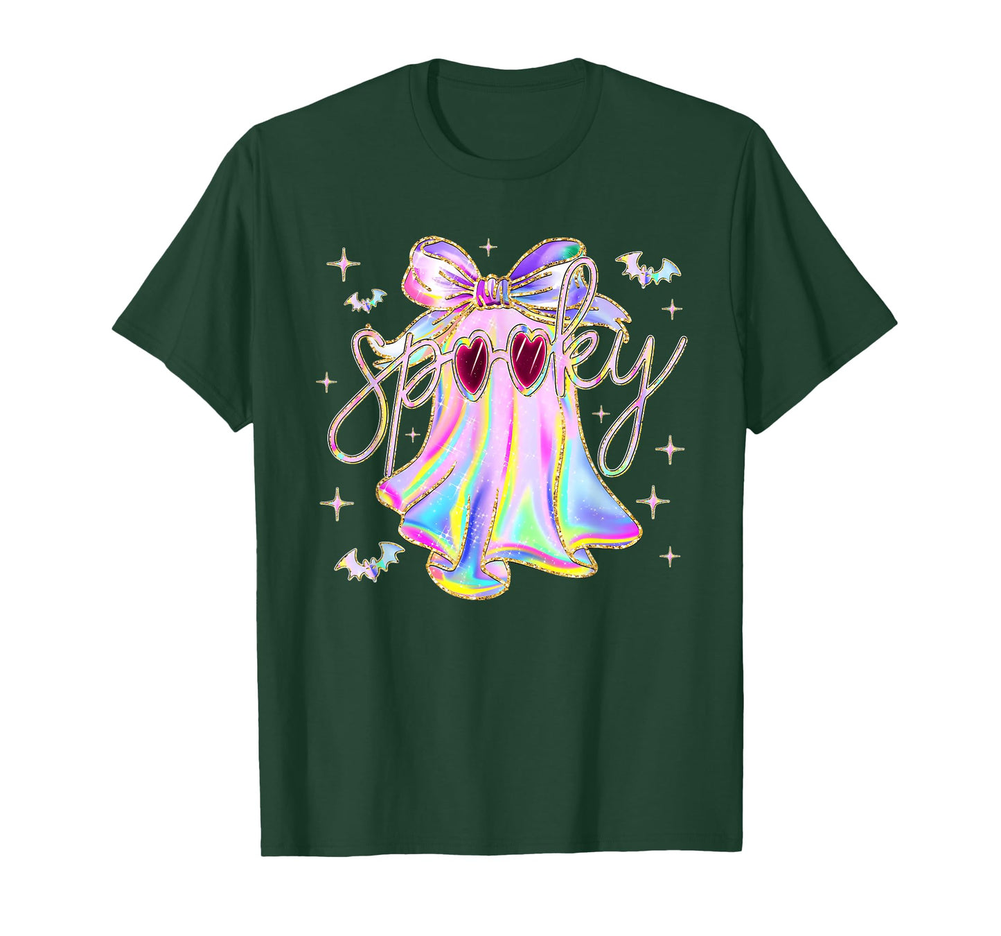 Spooky Coquette Bow Ghost Trick Or Treat Happy Halloween T-Shirt