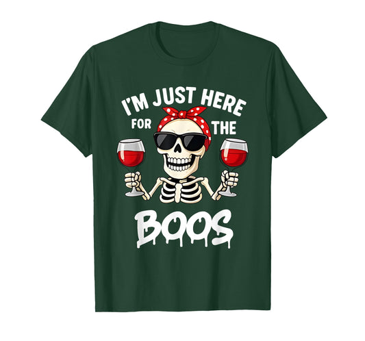 Funny Skeleton Halloween Women I'm Just Here for The Boos T-Shirt