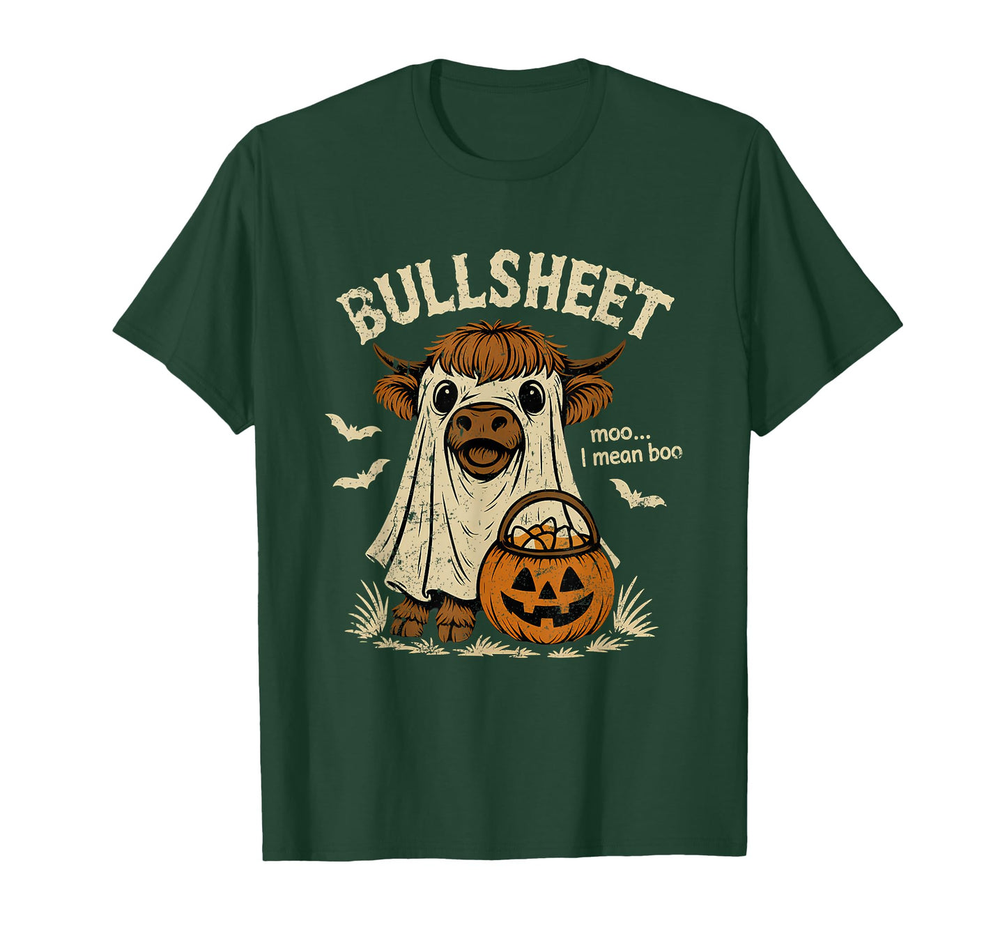 Bullsheet Funny Halloween Cow Costume Boo T-Shirt