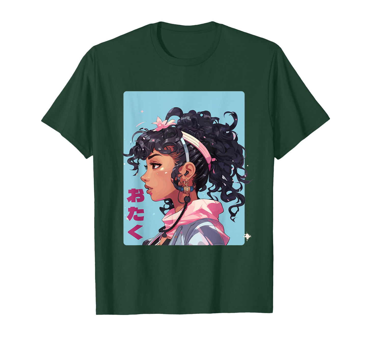 Black Manga Girl Japan Comic Otaku Anime T-Shirt